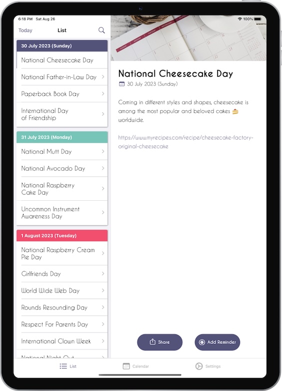 Holiday Today iOS app - what's today national holiday? (2024)